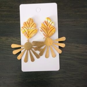 Gold and Yellow Leaf Earrings
